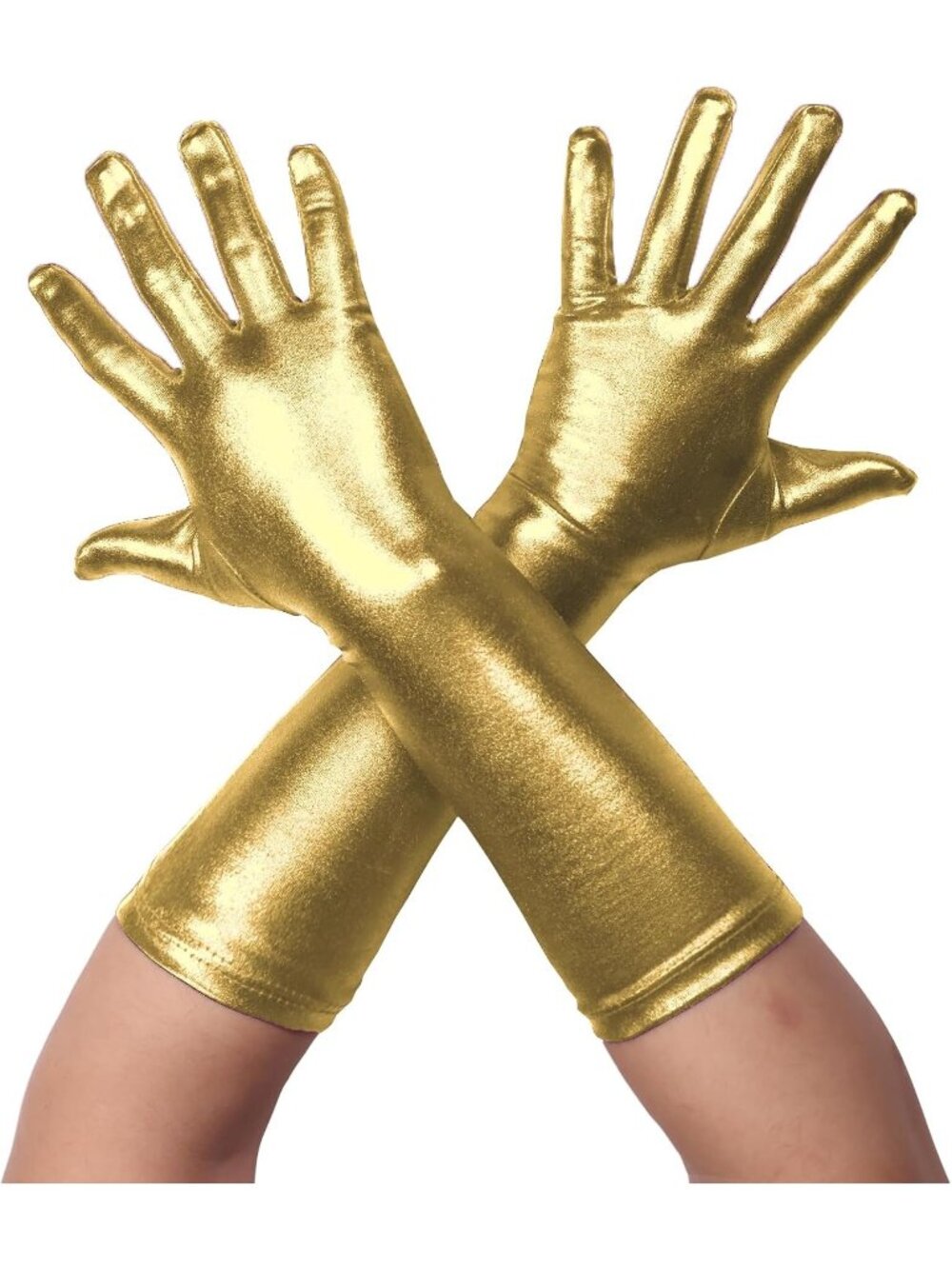 Men's And Women's Gold 1920s Flapper Shiny Metallic Spandex Opera Party Gloves
